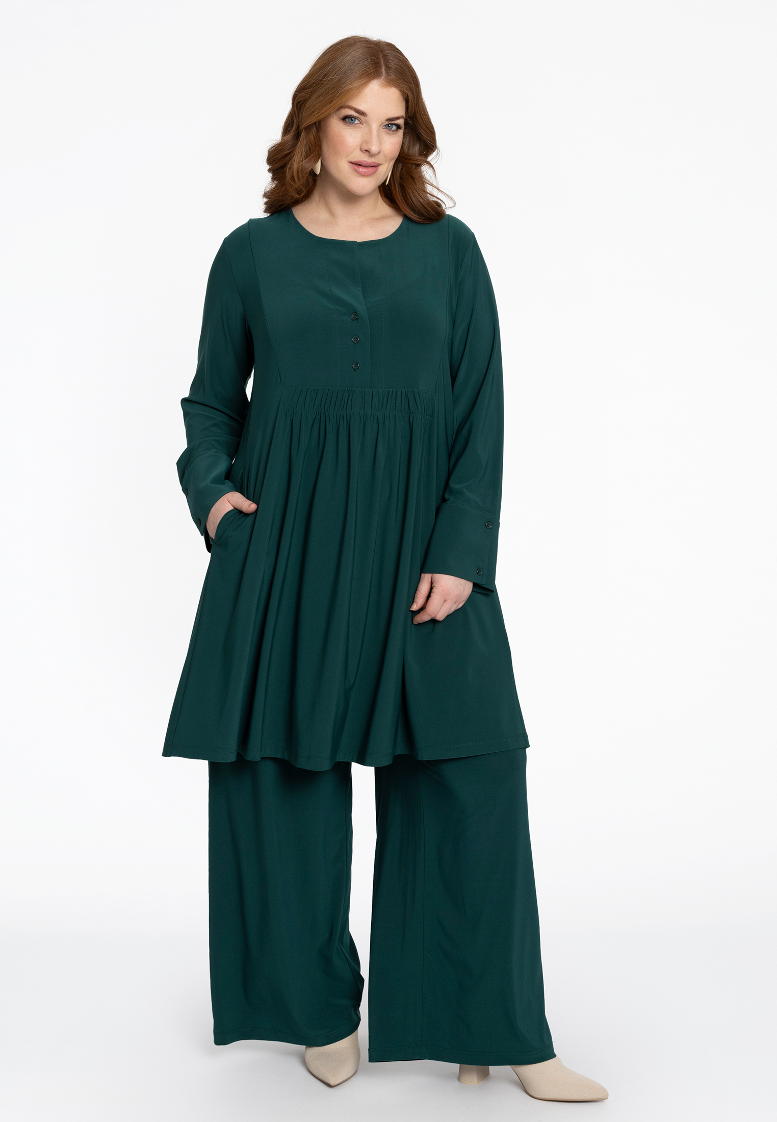 Jurk yoke DOLCE-dark green-42/44